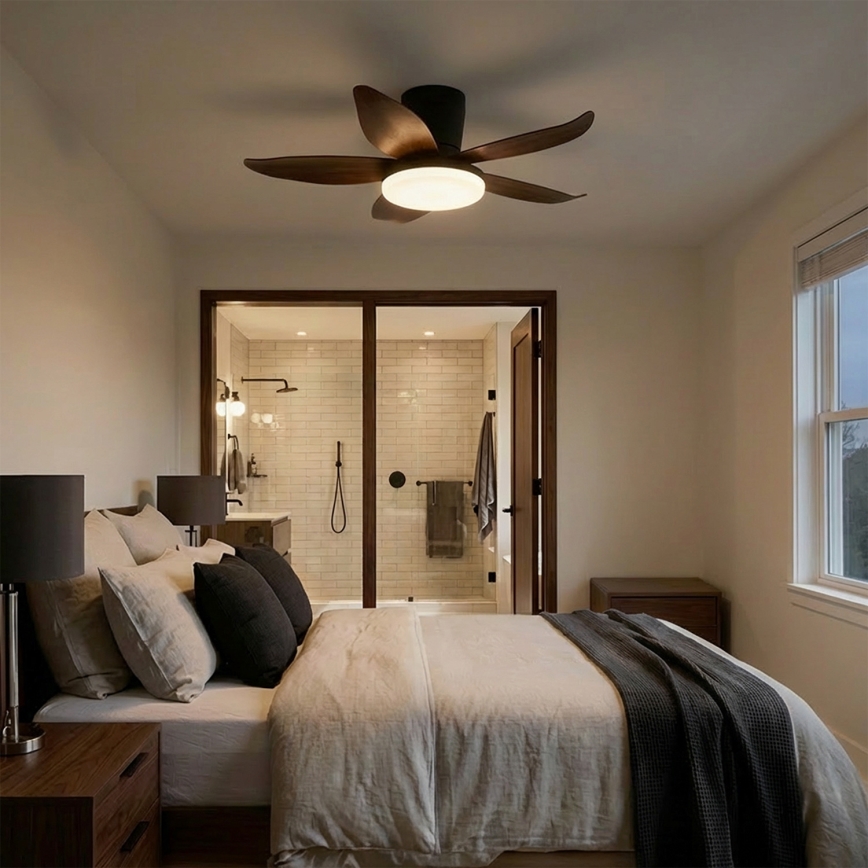 Brilagi - LED-hämardatav laeventilaator LED/32W/230V 95 cm must/pruun + kaugjuhtimispult