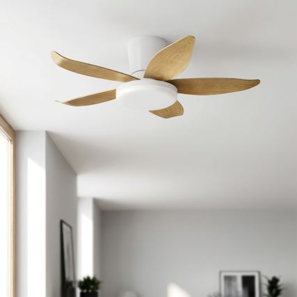 Brilagi - LED hämardatav laeventilaator LED/32W/230V 3000-6500K läbimõõt 95 cm valge/pruun + kaugjuhtimispult