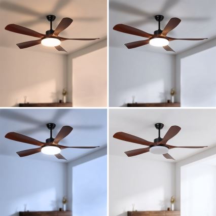 Brilagi - hämardatav LED-laeventilaator LED/34W/230V 132 cm must/pruun + kaugjuhtimispult