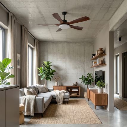 Brilagi - hämardatav LED-laeventilaator LED/34W/230V 132 cm must/pruun + kaugjuhtimispult