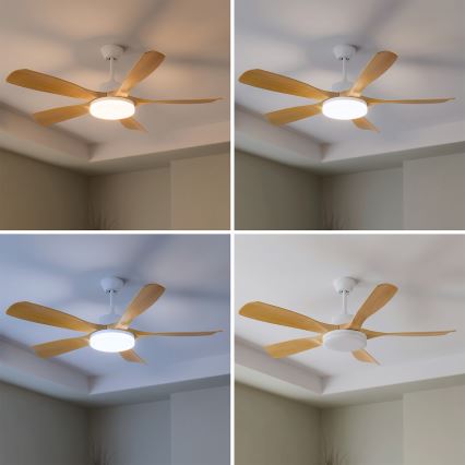 Brilagi - LED hämardatav laeventilaator LED/34W/230V 3000-6500K läbimõõt 132 cm valge/pruun + kaugjuhtimispult