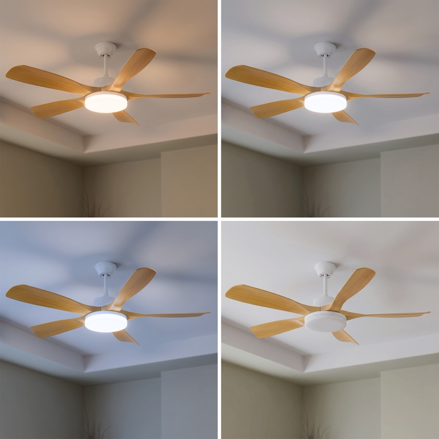 Brilagi - LED hämardatav laeventilaator LED/34W/230V 3000-6500K läbimõõt 132 cm valge/pruun + kaugjuhtimispult
