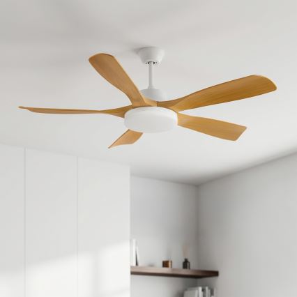 Brilagi - LED hämardatav laeventilaator LED/34W/230V 3000-6500K läbimõõt 132 cm valge/pruun + kaugjuhtimispult