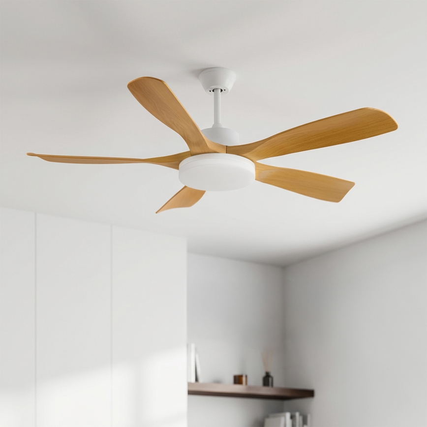 Brilagi - LED hämardatav laeventilaator LED/34W/230V 3000-6500K läbimõõt 132 cm valge/pruun + kaugjuhtimispult