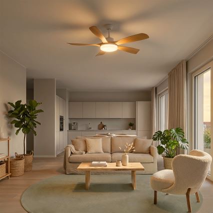 Brilagi - LED hämardatav laeventilaator LED/34W/230V 3000-6500K läbimõõt 132 cm valge/pruun + kaugjuhtimispult