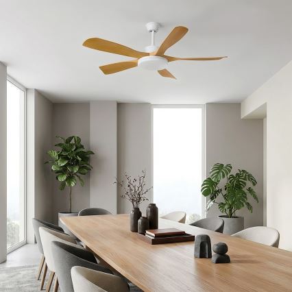 Brilagi - LED hämardatav laeventilaator LED/34W/230V 3000-6500K läbimõõt 132 cm valge/pruun + kaugjuhtimispult