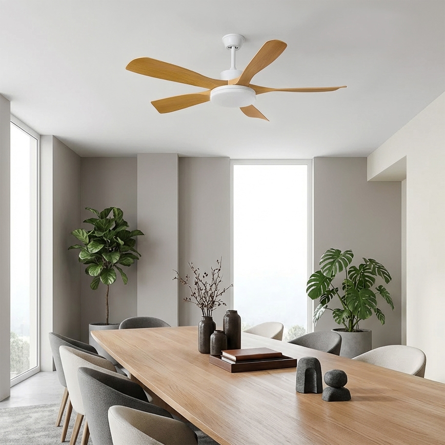 Brilagi - LED hämardatav laeventilaator LED/34W/230V 3000-6500K läbimõõt 132 cm valge/pruun + kaugjuhtimispult