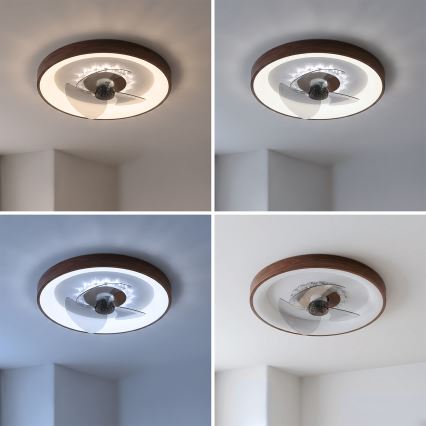 Brilagi - LED hämardatav laeventilaator LED/34W/230V 3000-6500K läbimõõt 46 cm pruun + kaugjuhtimispult