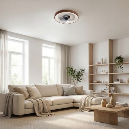Brilagi - LED hämardatav laeventilaator LED/34W/230V 3000-6500K läbimõõt 46 cm pruun + kaugjuhtimispult