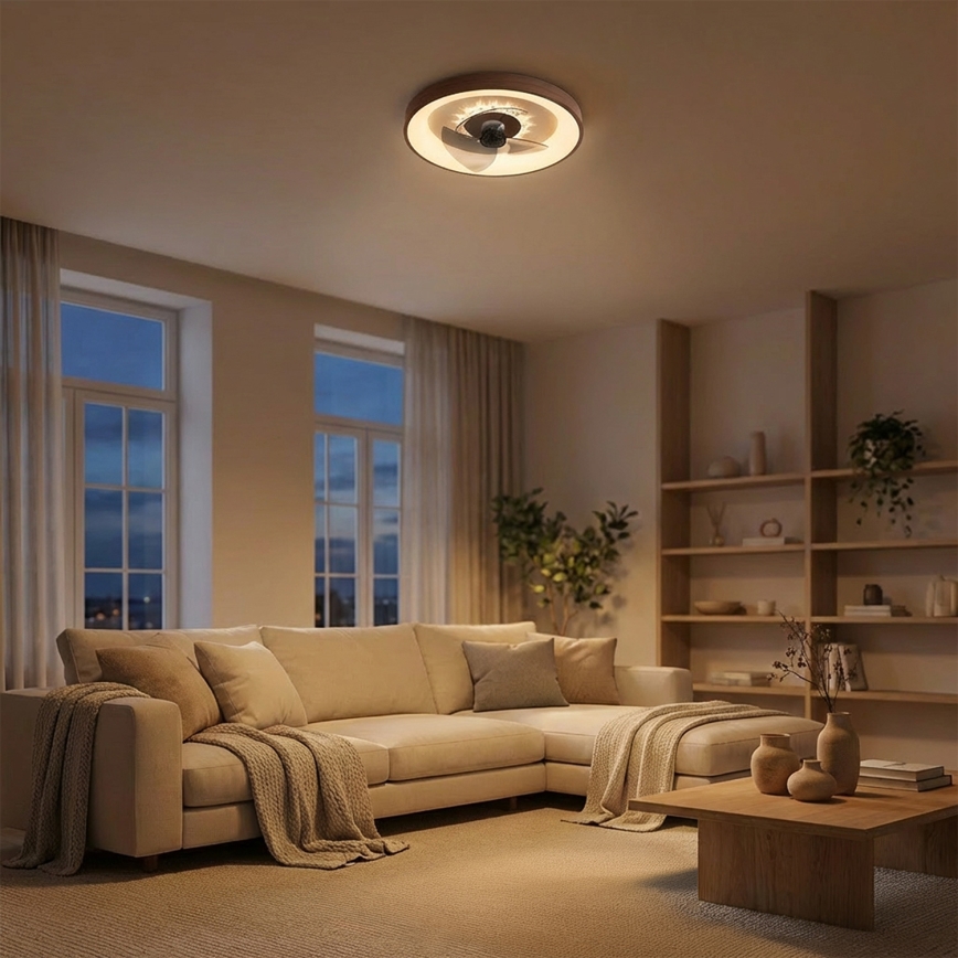 Brilagi - LED hämardatav laeventilaator LED/34W/230V 3000-6500K läbimõõt 46 cm pruun + kaugjuhtimispult