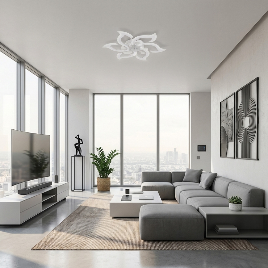 Brilagi - LED-hämardatav laeventilaator, LED/34W/230V, läbimõõt 83 cm, valge + kaugjuhtimispult