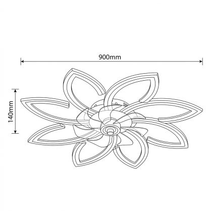 Brilagi - hämardatav LED-laeventilaator LED/43W/230V läbimõõt 90 cm must + kaugjuhtimispult
