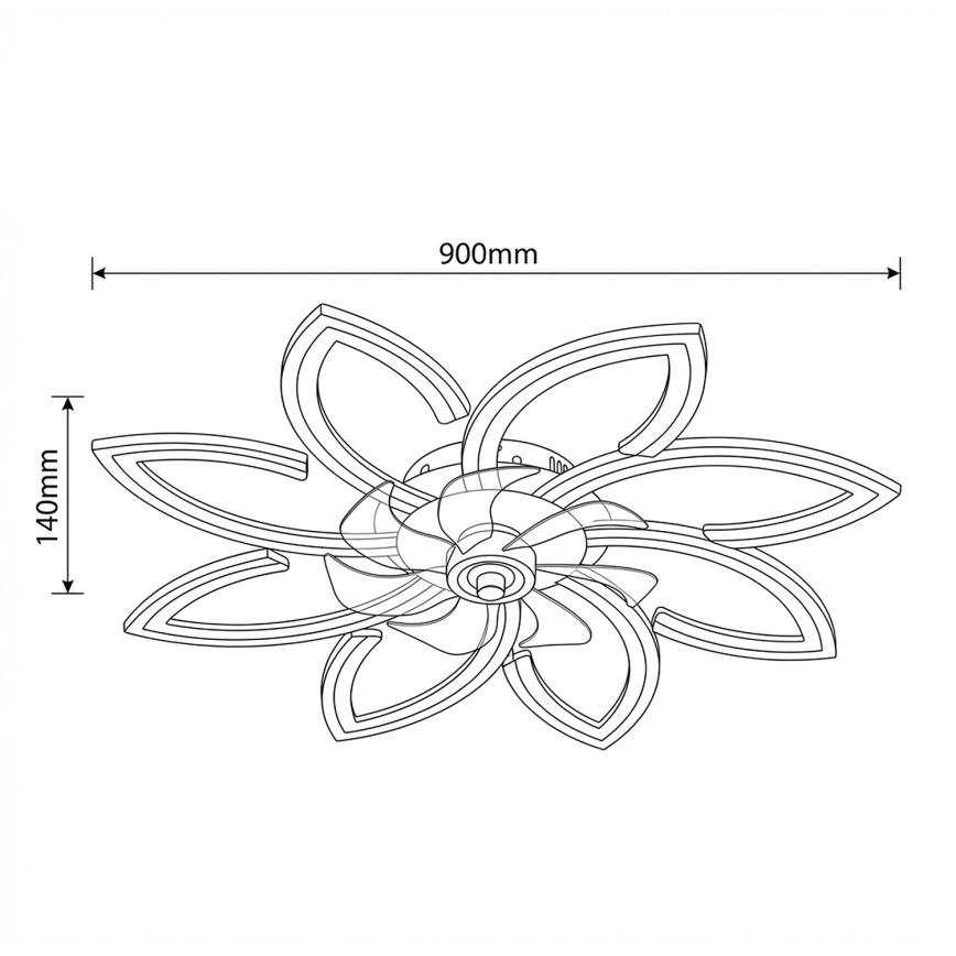 Brilagi - hämardatav LED-laeventilaator LED/43W/230V läbimõõt 90 cm must + kaugjuhtimispult