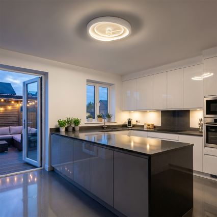 Brilagi - LED-hämardatav laeventilaator, 80 W, 230 V, läbimõõt 50 cm, valge + kaugjuhtimispult