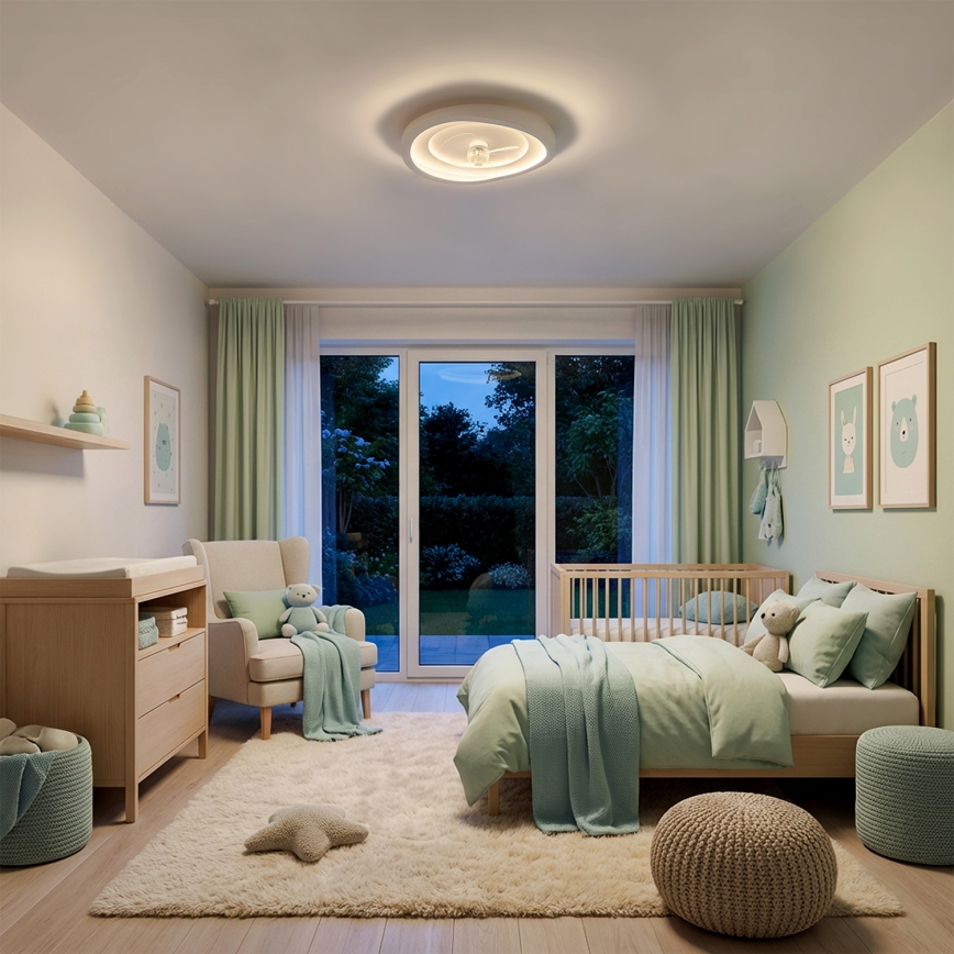 Brilagi - LED-hämardatav laeventilaator, 80 W, 230 V, läbimõõt 50 cm, valge + kaugjuhtimispult