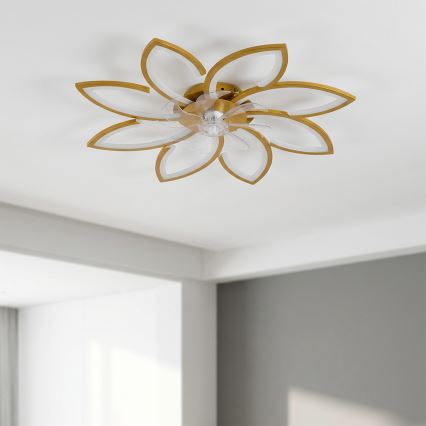 Brilagi - LED-hämardatav laeventilaator LED/43W/230V läbimõõt 90 cm kuldne + kaugjuhtimispult
