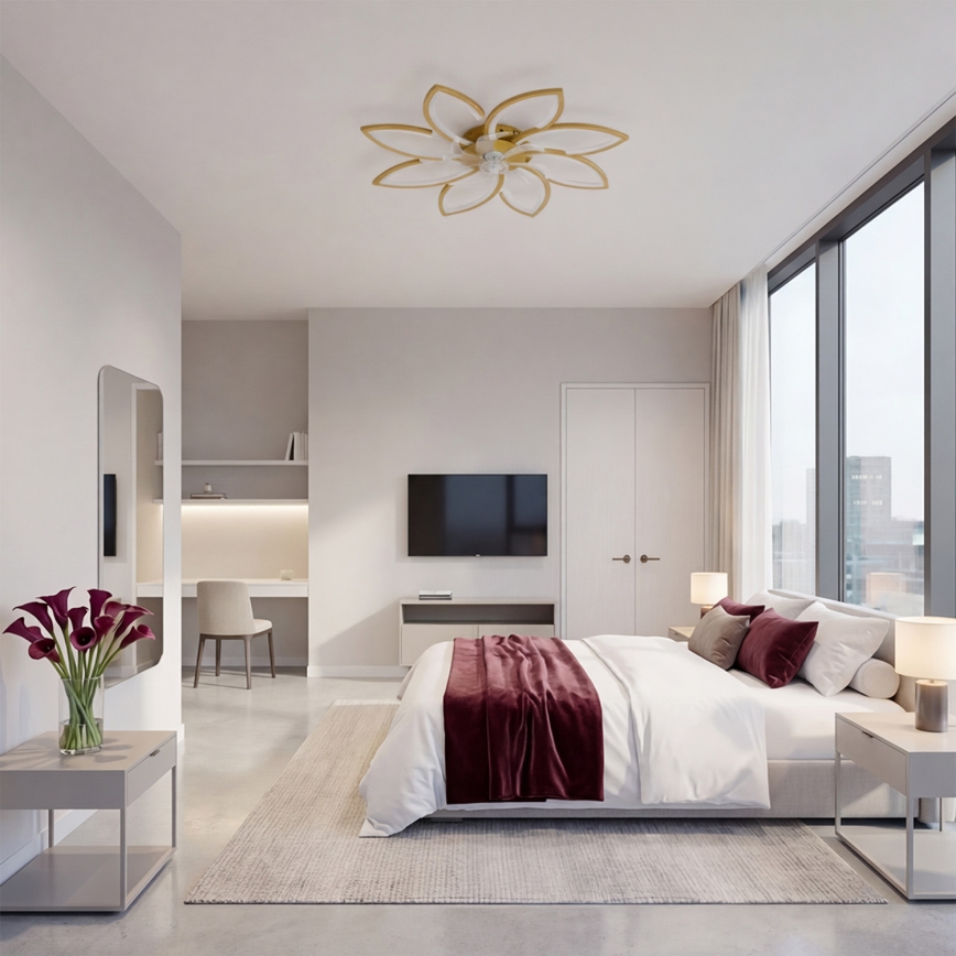 Brilagi - LED-hämardatav laeventilaator LED/43W/230V läbimõõt 90 cm kuldne + kaugjuhtimispult