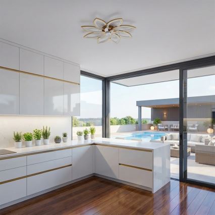 Brilagi - LED-hämardatav laeventilaator LED/43W/230V läbimõõt 90 cm kuldne + kaugjuhtimispult