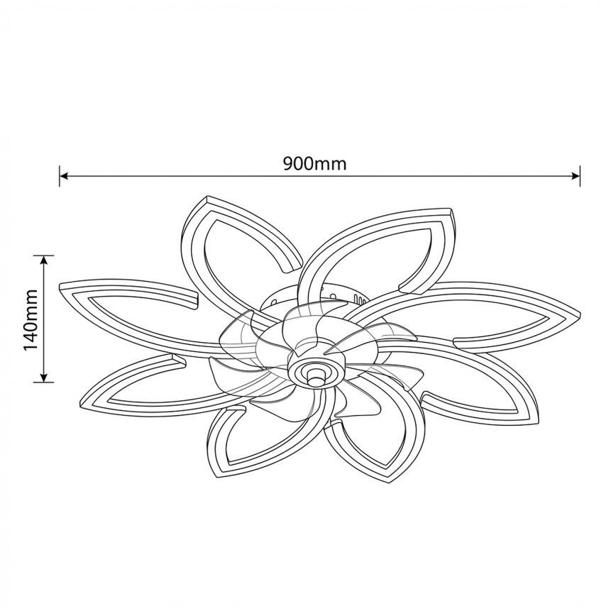 Brilagi - LED-hämardatav laeventilaator LED/43W/230V läbimõõt 90 cm kuldne + kaugjuhtimispult