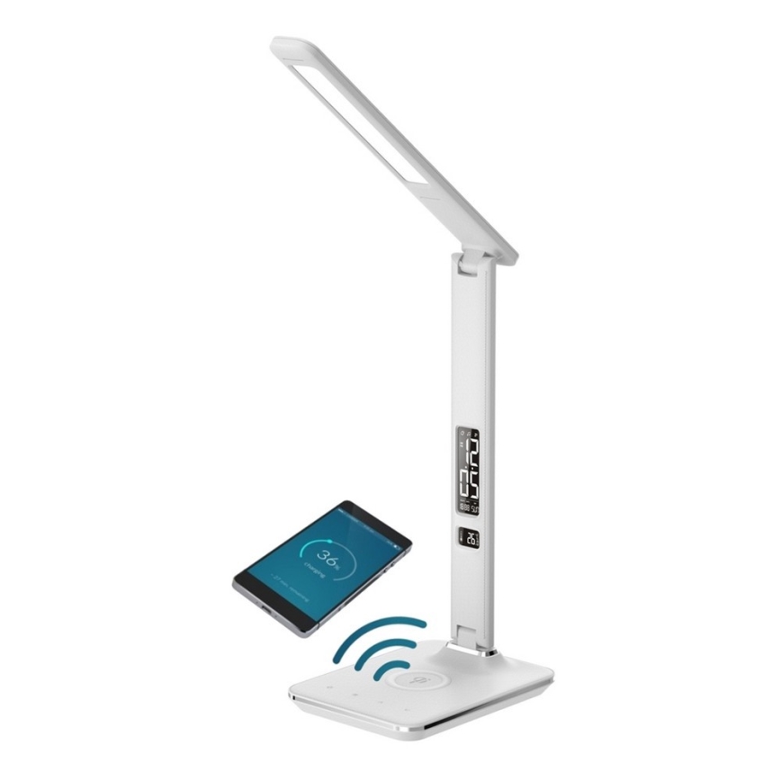 Brilagi - LED-hämardatav laualamp traadita Qi-laadimise ja USB-ühendusega REGINA LED/8,5W/230V valge
