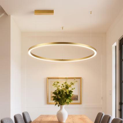 Brilagi - hämardatav LED-lühter PORTOFINO riputuskaabliga, 60 W, 230 V, 3000–6000 K, Ø 80 cm, kuldne + kaugjuhtimispult