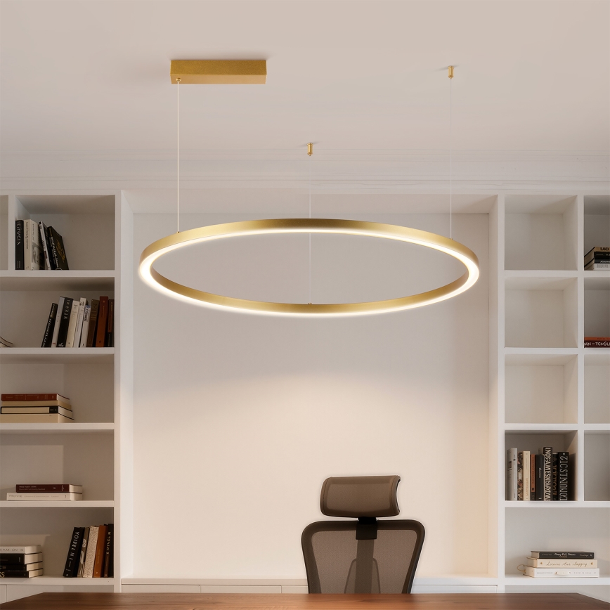 Brilagi - hämardatav LED-lühter PORTOFINO riputuskaabliga, 60 W, 230 V, 3000–6000 K, Ø 80 cm, kuldne + kaugjuhtimispult