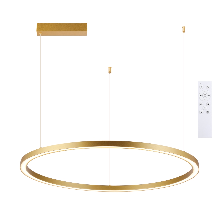 Brilagi - hämardatav LED-lühter PORTOFINO riputuskaabliga, 60 W, 230 V, 3000–6000 K, Ø 80 cm, kuldne + kaugjuhtimispult