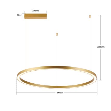 Brilagi - hämardatav LED-lühter PORTOFINO riputuskaabliga, 60 W, 230 V, 3000–6000 K, Ø 80 cm, kuldne + kaugjuhtimispult