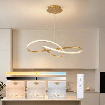 Brilagi - hämardatav LED-lühter kaablil INFINITY LED/80W/230V 3000-6000K 80x80 cm kuldne + kaugjuhtimispult