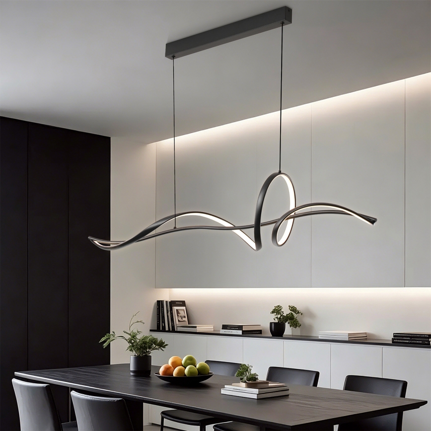 Brilagi - hämardatav LED-rippvalgusti kaabliga SIGNATURE LED/55W/230V 3000-6000K 120x23 cm must + kaugjuhtimispult