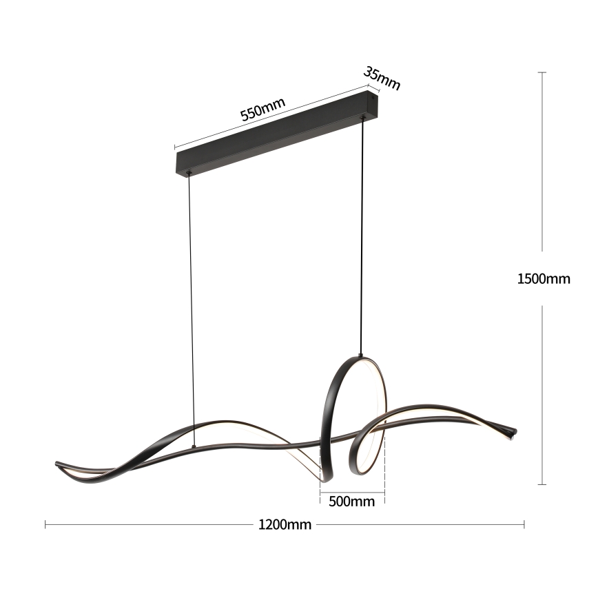 Brilagi - hämardatav LED-rippvalgusti kaabliga SIGNATURE LED/55W/230V 3000-6000K 120x23 cm must + kaugjuhtimispult