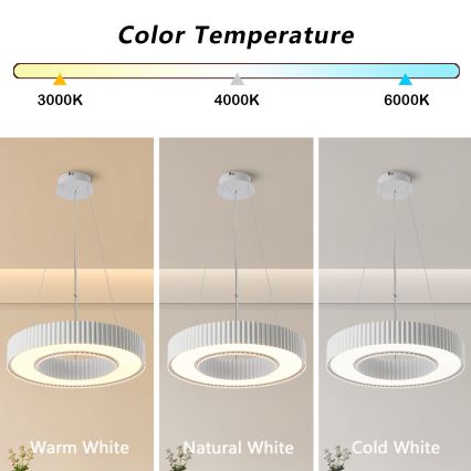 Brilagi - LED hämardatav rippvalgusti kaabliga LUMIX LED/48W/230V 3000-6000K valge läbimõõt 50 cm + kaugjuhtimispult