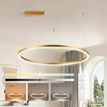 Brilagi - hämardatav LED-lühter PORTOFINO riputuskaabliga, 60 W, 230 V, 3000–6000 K, Ø 80 cm, kuldne + kaugjuhtimispult