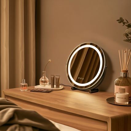 BRILAGI - LED-hämardatav meigipeegel CALIFORNIA LED/17W/230V 3000/4000/6500K läbimõõt 42 cm must