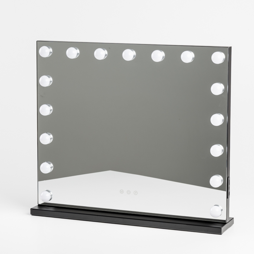 BRILAGI - hämardatav LED-meigipeegel HOLLYWOOD LED/15W/230V CCT + 2x USB 60x50 cm must