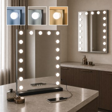 BRILAGI - hämardatav LED-meigipeegel HOLLYWOOD LED/15W/230V CCT + 2x USB 55x77 cm must
