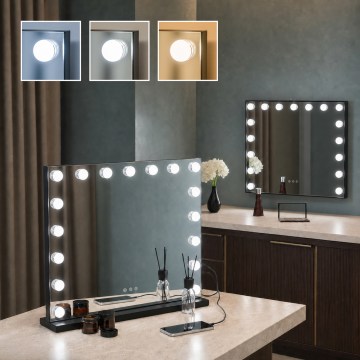 BRILAGI - hämardatav LED-meigipeegel HOLLYWOOD LED/15W/230V CCT + 2x USB 60x50 cm must
