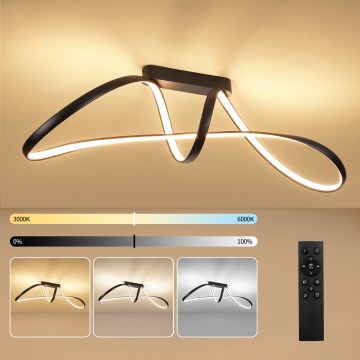 Brilagi - hämardatav LED pinnapealne laelamp TWISTER LED/60W/230V 3000-6000K must + kaugjuhtimispult