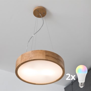 Brilagi - hämardatav LED RGBW rippvalgusti kaabliga CARVALHO 2xE27/9W/230V 2700-6500K Wi-Fi tamm läbimõõt 37 cm