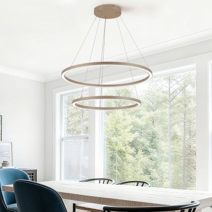Brilagi - hämardatav LED-ripplühter kaabliga PORTOFINO LED/98W/230V 3000-6000K läbimõõt 80 cm beež + kaugjuhtimispult