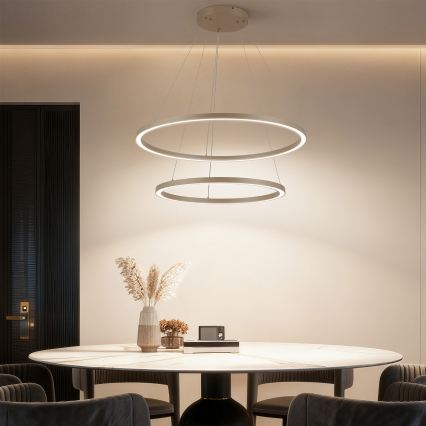 Brilagi - hämardatav LED-ripplühter kaabliga PORTOFINO LED/98W/230V 3000-6000K läbimõõt 80 cm beež + kaugjuhtimispult