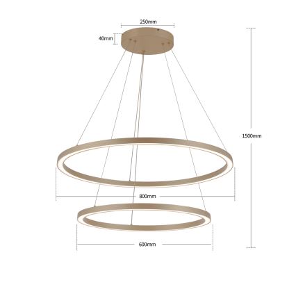 Brilagi - hämardatav LED-ripplühter kaabliga PORTOFINO LED/98W/230V 3000-6000K läbimõõt 80 cm beež + kaugjuhtimispult