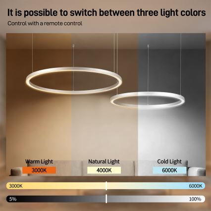 Brilagi - hämardatav LED-rippvalgusti kaablil PORTOFINO LED/98W/230V 3000-6000K hõbedane + kaugjuhtimispult
