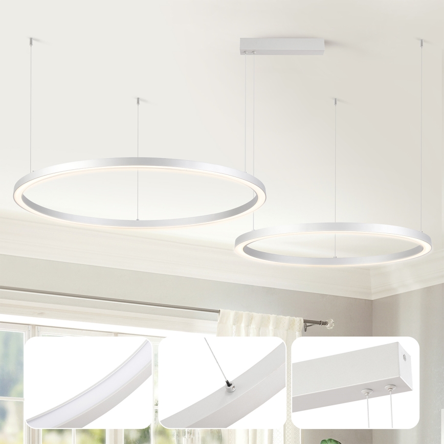 Brilagi - hämardatav LED-rippvalgusti kaablil PORTOFINO LED/98W/230V 3000-6000K hõbedane + kaugjuhtimispult