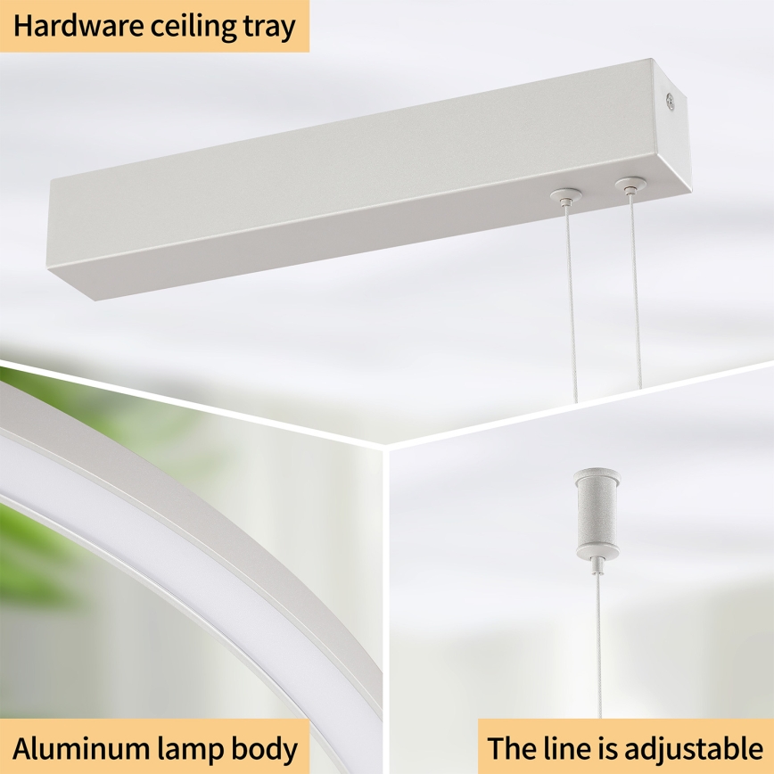 Brilagi - hämardatav LED-rippvalgusti kaablil PORTOFINO LED/98W/230V 3000-6000K hõbedane + kaugjuhtimispult