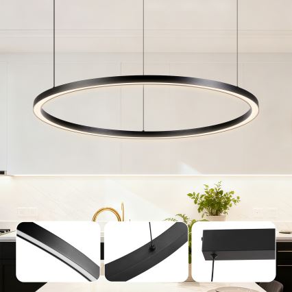 Brilagi - PORTOFINO hämardatav LED-rippvalgusti riputuskaabliga LED/60W/230V 3000-6000K läbimõõt 80 cm must + kaugjuhtimispult