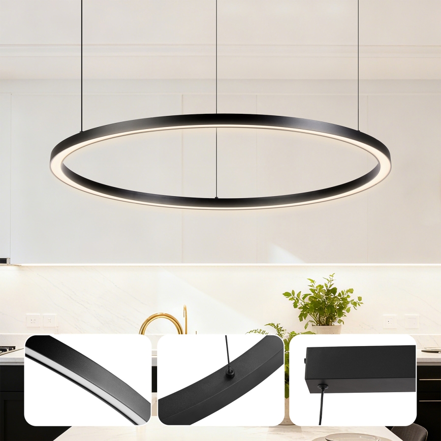 Brilagi - PORTOFINO hämardatav LED-rippvalgusti riputuskaabliga LED/60W/230V 3000-6000K läbimõõt 80 cm must + kaugjuhtimispult