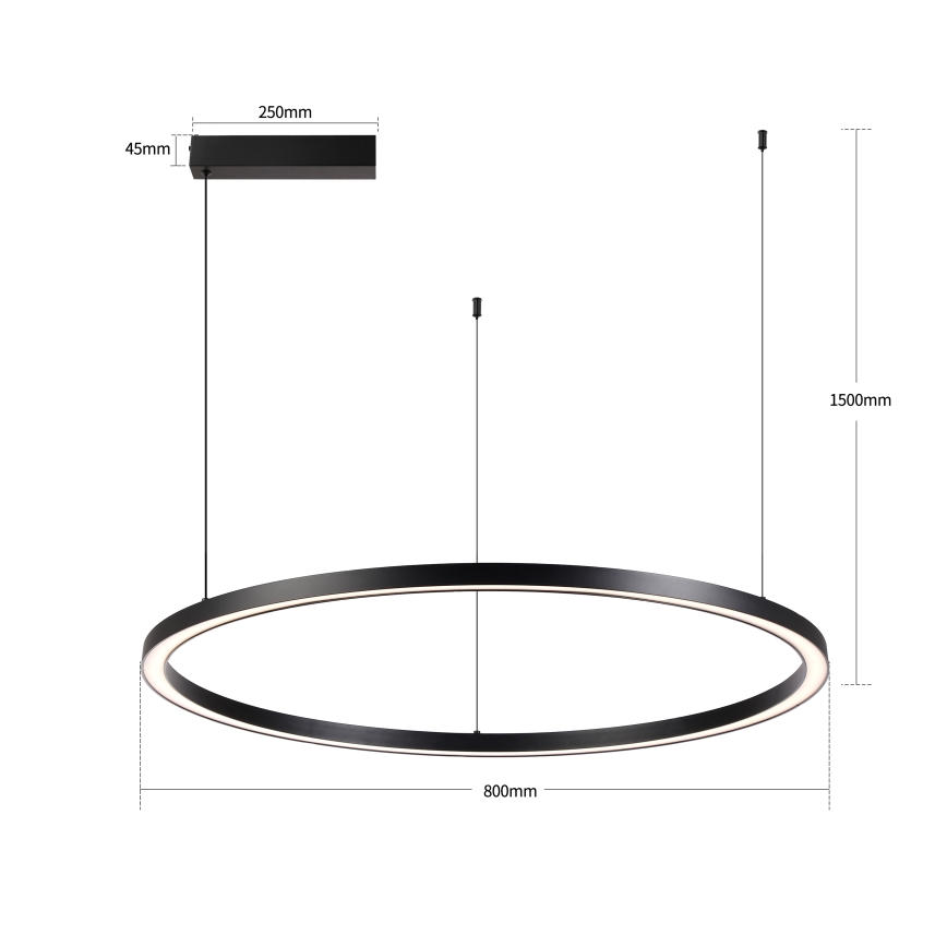 Brilagi - PORTOFINO hämardatav LED-rippvalgusti riputuskaabliga LED/60W/230V 3000-6000K läbimõõt 80 cm must + kaugjuhtimispult