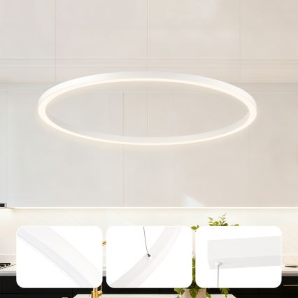 Brilagi - LED-hämardatav rippvalgusti kaablil PORTOFINO LED/60W/230V 3000-6000K, läbimõõt 80 cm, valge + kaugjuhtimispult