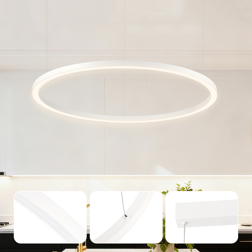 Brilagi - LED-hämardatav rippvalgusti kaablil PORTOFINO LED/60W/230V 3000-6000K, läbimõõt 80 cm, valge + kaugjuhtimispult